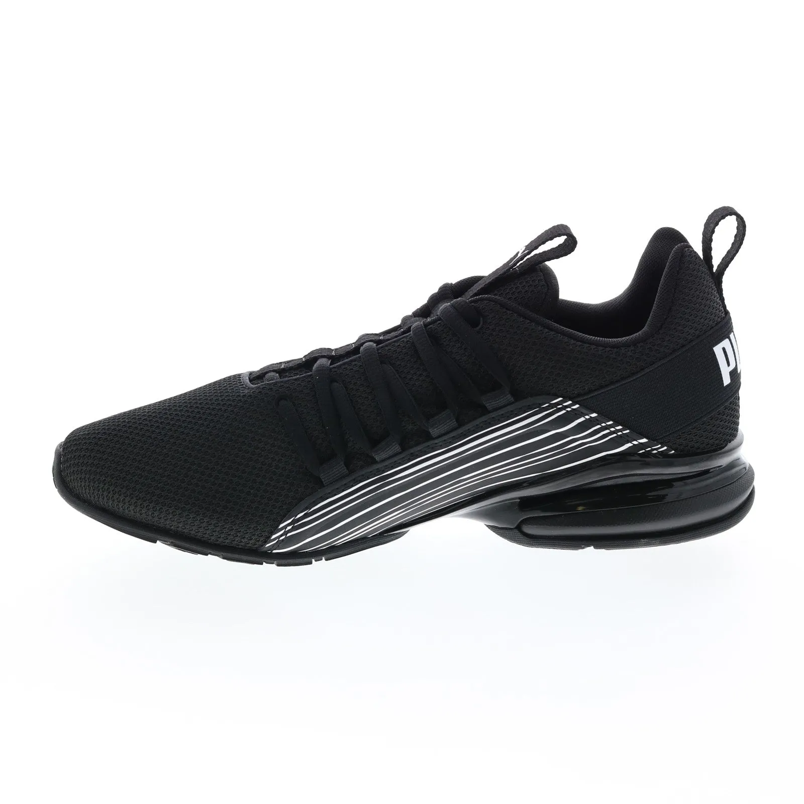 Puma Axelion Linear Lines 37804201 Mens Black Canvas Athletic Running Shoes