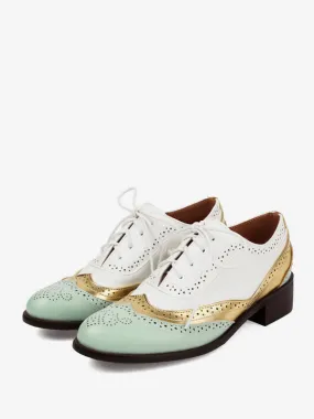 Women's Oxfords Round Toe Puppy Heel PU Leather Oxford Shoes
